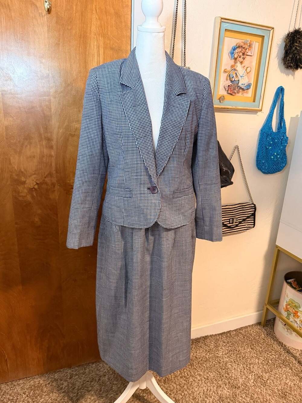 Vintage Country Sophisticates by Pendleton Petite Gingham Two-Piece Skirt Suit